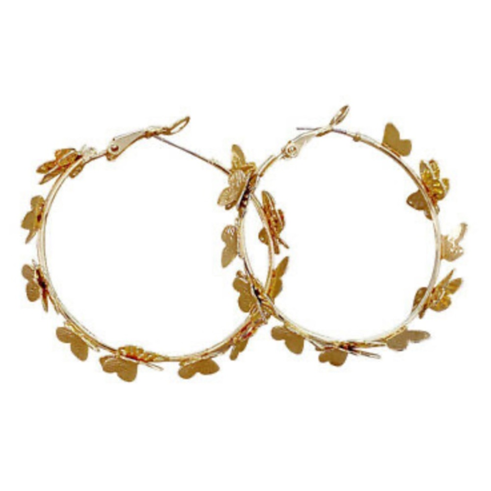 NEW Butterfly 18k Gold Plated Hoop Earrings - Picture 9 of 9